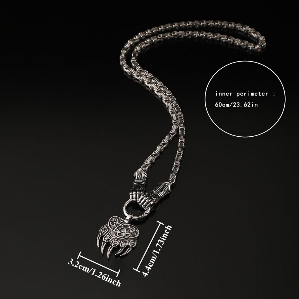 Ayı Pençesi ve Kurt Yüzü Tasarımlı Viking Savaşçısı Kolye Ucu