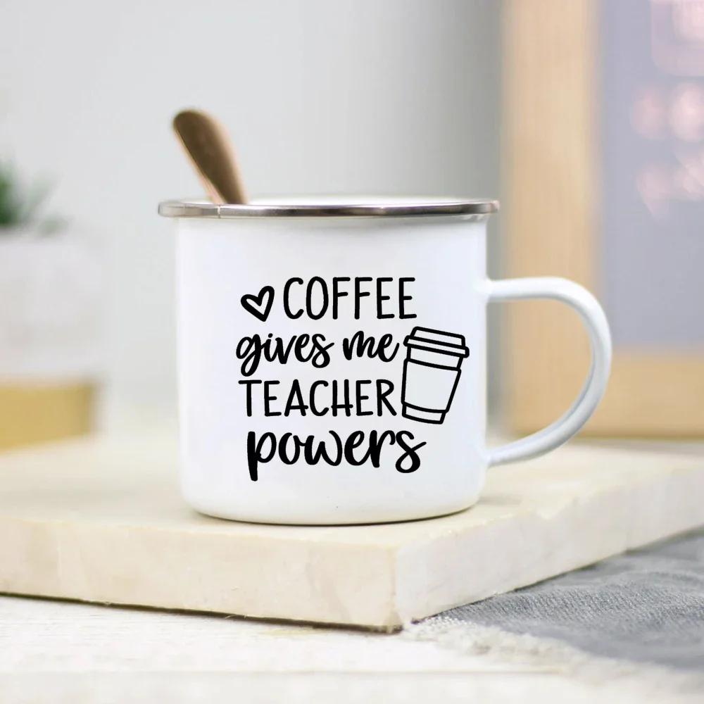 It Takes A Big Heart To Shape Little Minds Teacher Enamel Mug Creative Teacher School Water Cups Coffee Mugs Teachers Day Gifts