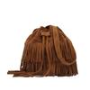 Solid Color Tassels Simple Style Pu Water Bucket Bag Drawstring Closure Travel