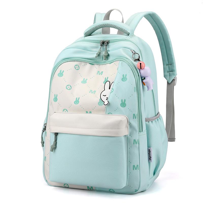 New fashion backpack, light primary school bag, large-capacity printed cute bunny backpack