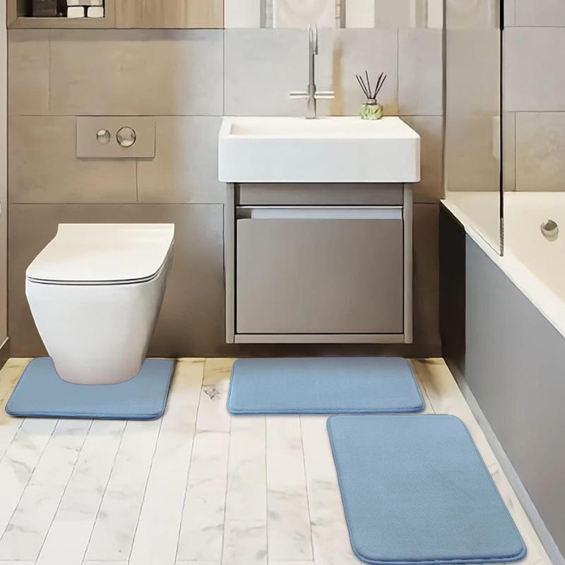 Non-Slip, Absorbent, Dirt-Resistant Bathroom Mats - Simple Style Flannel Floor Mats