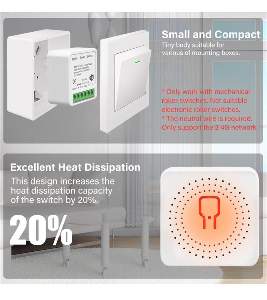 Mini Doodle Smart WiFi Hidden On/Off Voice & App Control Switch
