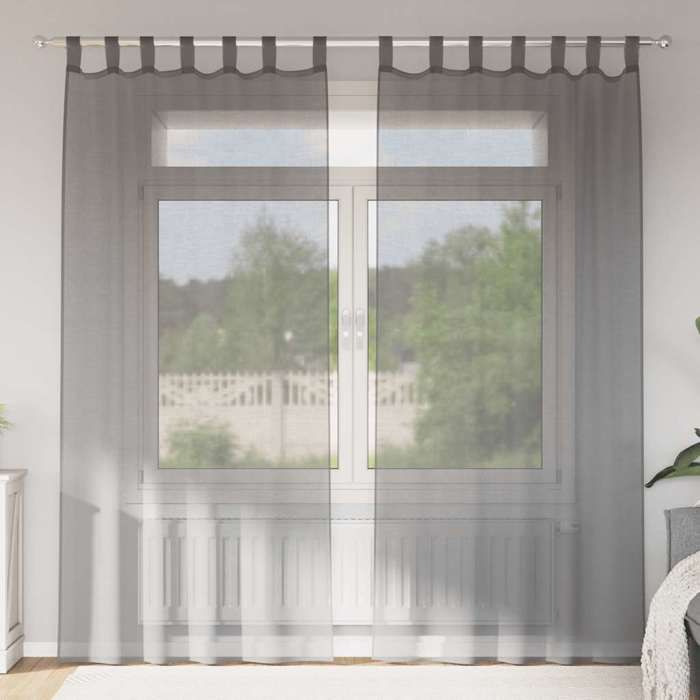 VidaXL Rideaux en voile avec boucles 2 pcs gris foncé 140x225 cm, rideau en filet, rideau transparent, voile de fenêtre, 4102273