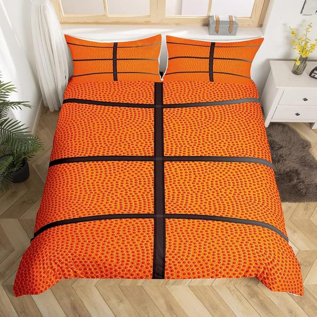 Basketball Bettwäschebezug Ball Sport Thema Basketballplatz Bettwäsche Set Einzelbett Queen Basketball Steppdeckenbezug für Jungen Mädchen Zimmer Dekoration