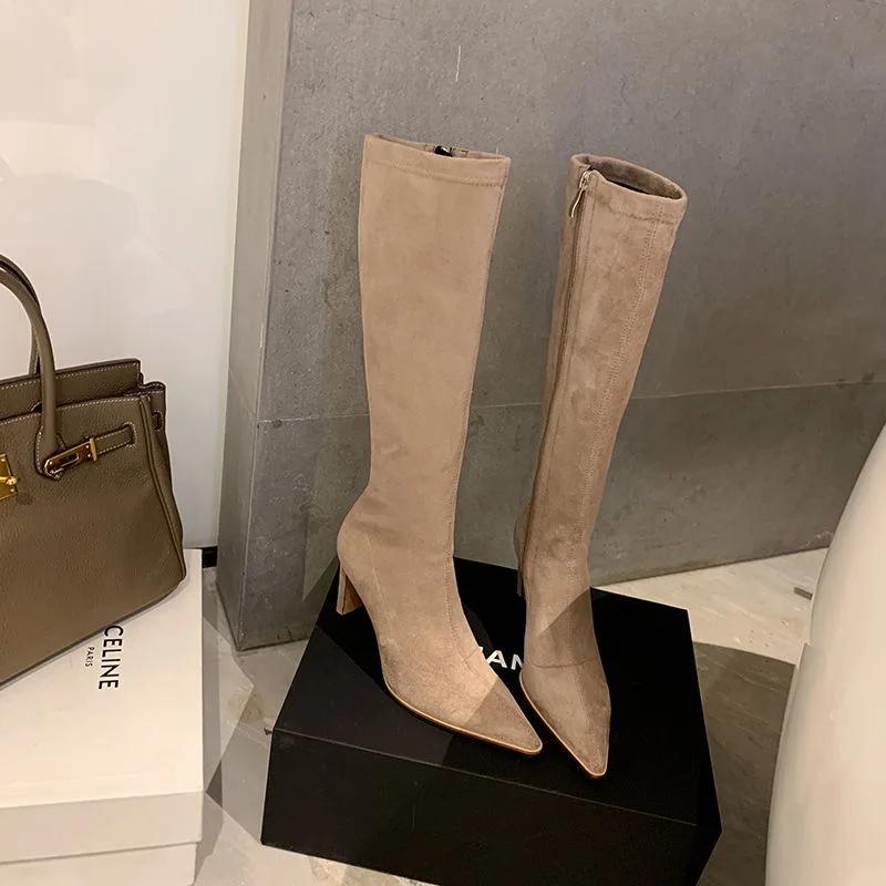 Fashion High Heels Autumn Pointed Toe Ladies Knee Shaft Shoes Elegant Heeled Women's Long Boots Hot Trend 2024 Sale Spring Gyaru New In