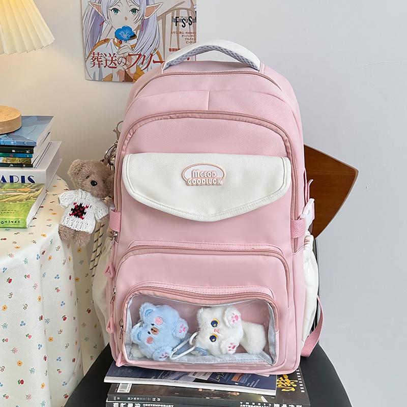 High value, fresh and sweet contrasting color backpack, lightweight and large-capacity backpack for junior high school students