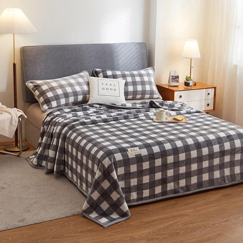 New milk fleece sheets single piece spring fleece thickened flannel coral fleece dormitory single quilt single plush blanket
