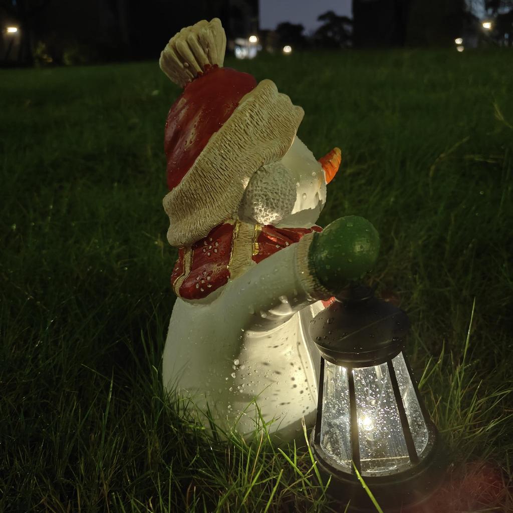 Solar-Powered Snowman Lantern - Outdoor Christmas Resin Ornament
