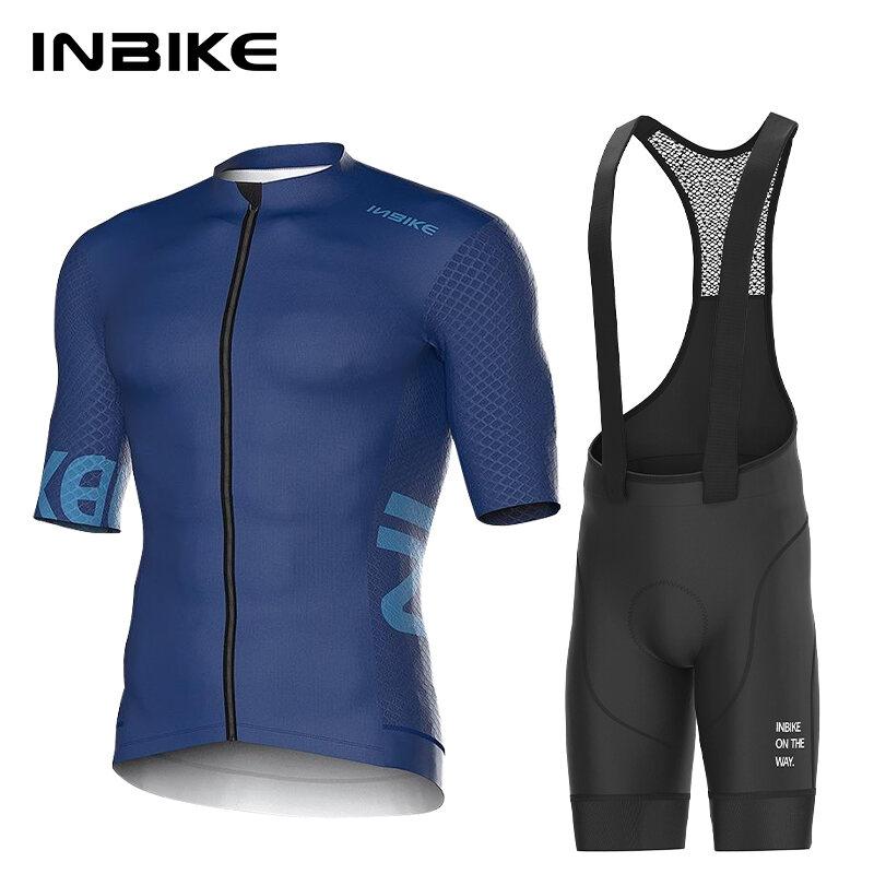 INBIKE Men s Cycling Jersey Road Bike Shorts Cycling Short Sleeve Full Zipper Bib Shorts Breathable Summer Cycling Jersey Set S
