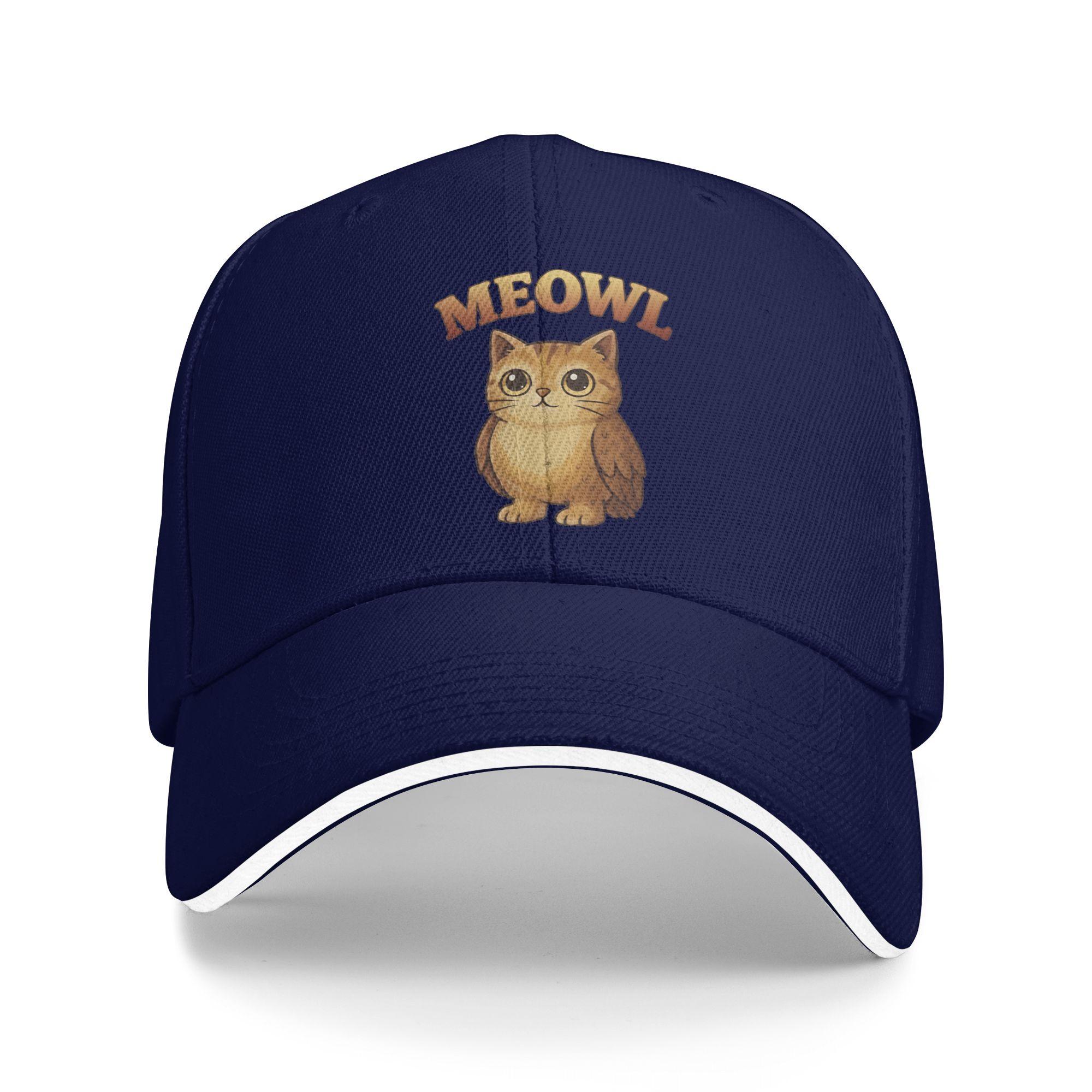 

Spring Casual Baseball Cap Meowl Funny Meow Cat Owl Brainrot Meme Hiking Fishing Trucker Hat For Unisex Men Stylish Snapback Cap One Size