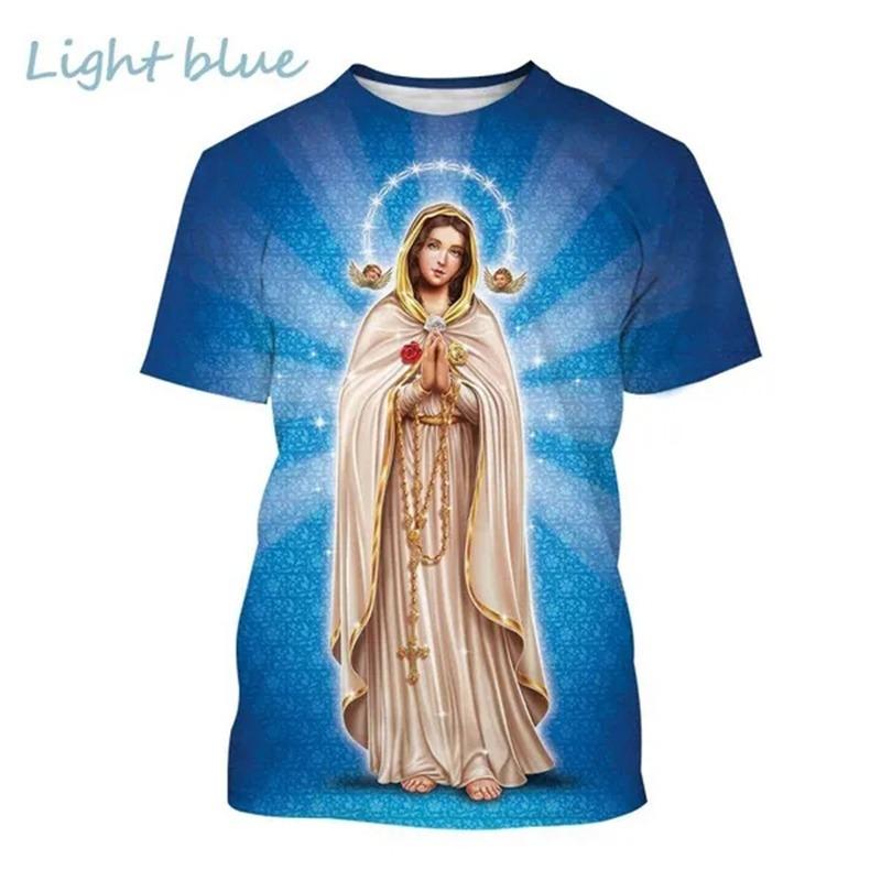 Virgin Mary T Shirt Goddess of Mercy 3D Print T-Shirt Christian Blessed XXS