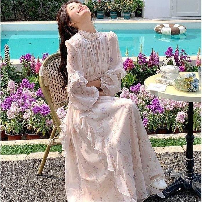 2026 Beautiful French Floral Knee-Length Summer Dress - Fairy Style
