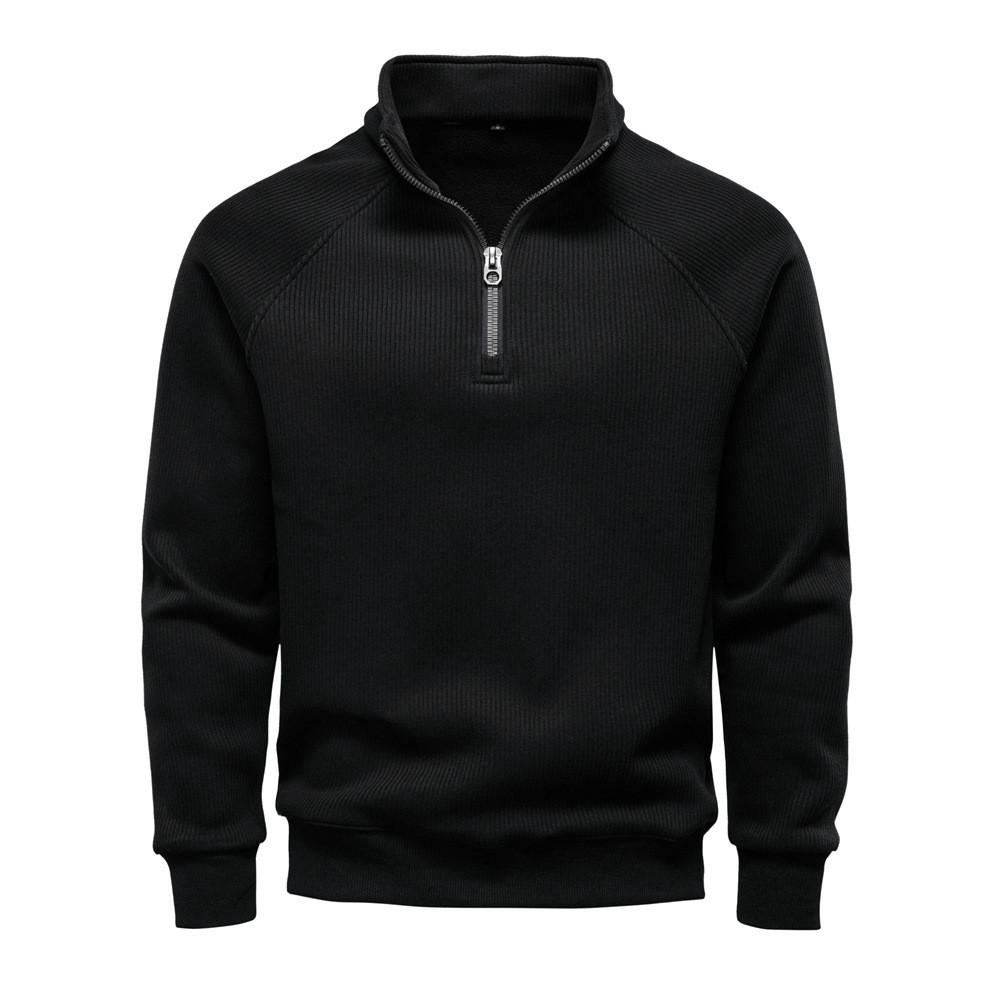 Felpa Autunno Inverno da Uomo con Collo Alto e Fodera in Pile per Uso Casual Urbano