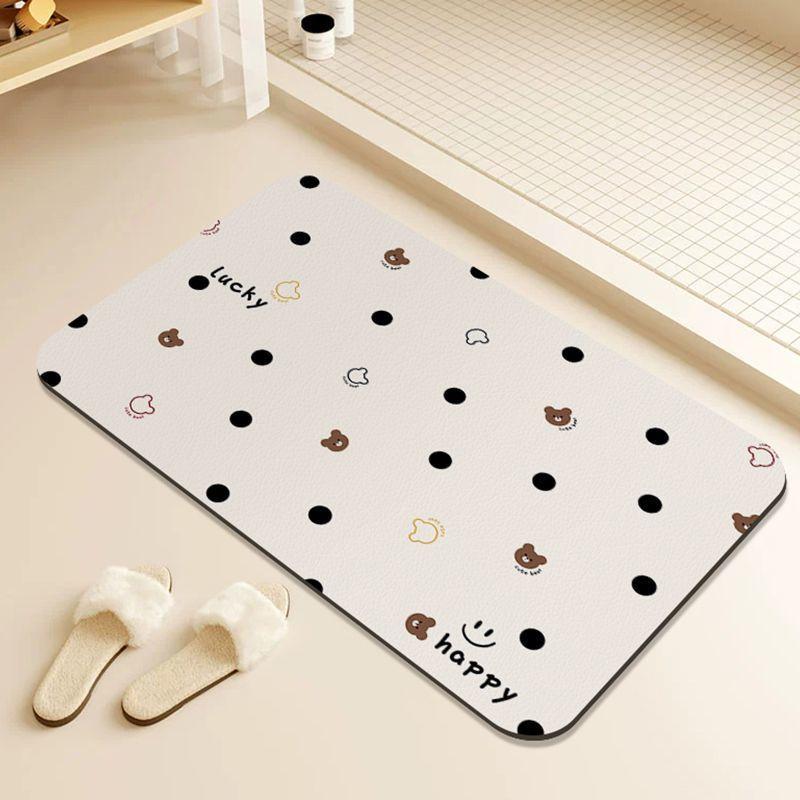 Cream Wind Bathroom Floor Mat, Real Diatom Mud Absorbent Mat, Quick-drying Toilet Door Carpet, Toilet Non-slip Foot Mat