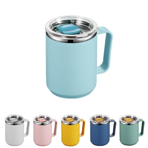 450ml Nordic-style Vacuum Insulated Coffee Cup, Double-walled Stainless Steel Water Bottle with Lid and Handle, Large Capacity, Keeps Hot or Cold, Hea