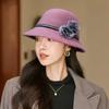 Womens Autumn Winter Wool Fedora Hat With Adjustable Fit For Casual Wear