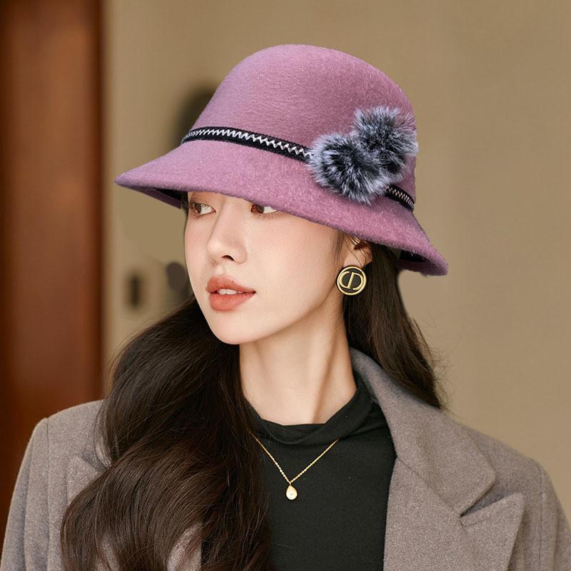 Womens Autumn Winter Wool Fedora Hat With Adjustable Fit For Casual Wear