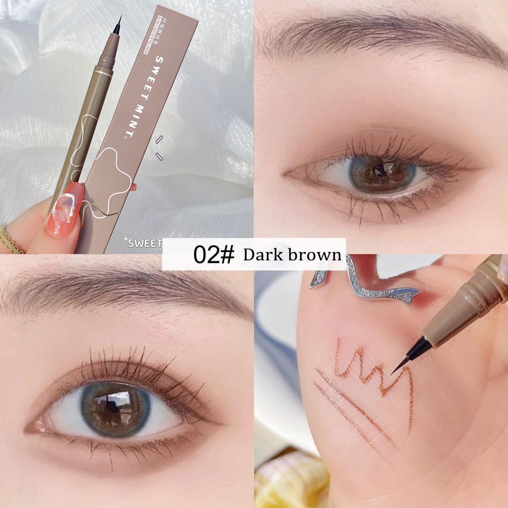 Flüssiger Eyeliner Liegender Seidenraupenstift Mattschatten Langlebiger wasserdichter, schnell trocknender Teebraunstift Glitzer-Augen-Make-up Beauty-Tools