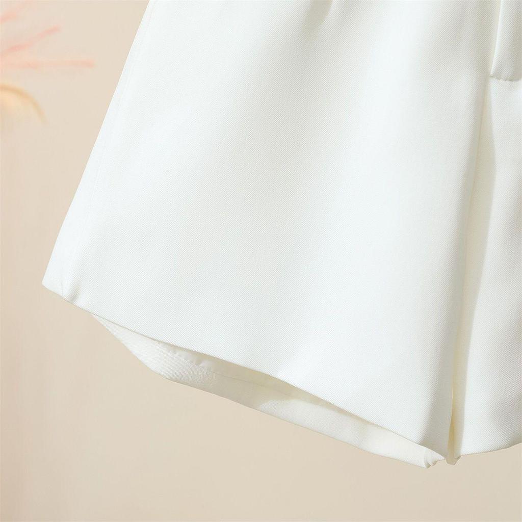 Elegant White High-Waisted Women's A-line Wide-Leg Suit Shorts - Summer 2026 Collection