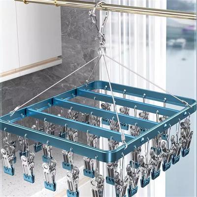 Wäscheständer aus Aluminiumlegierung mit 26 Clips, multifunktionales Trockenwerkzeug für den Haushalt, Socken und Unterwäsche, wasserdicht und mit Sonnenschutz