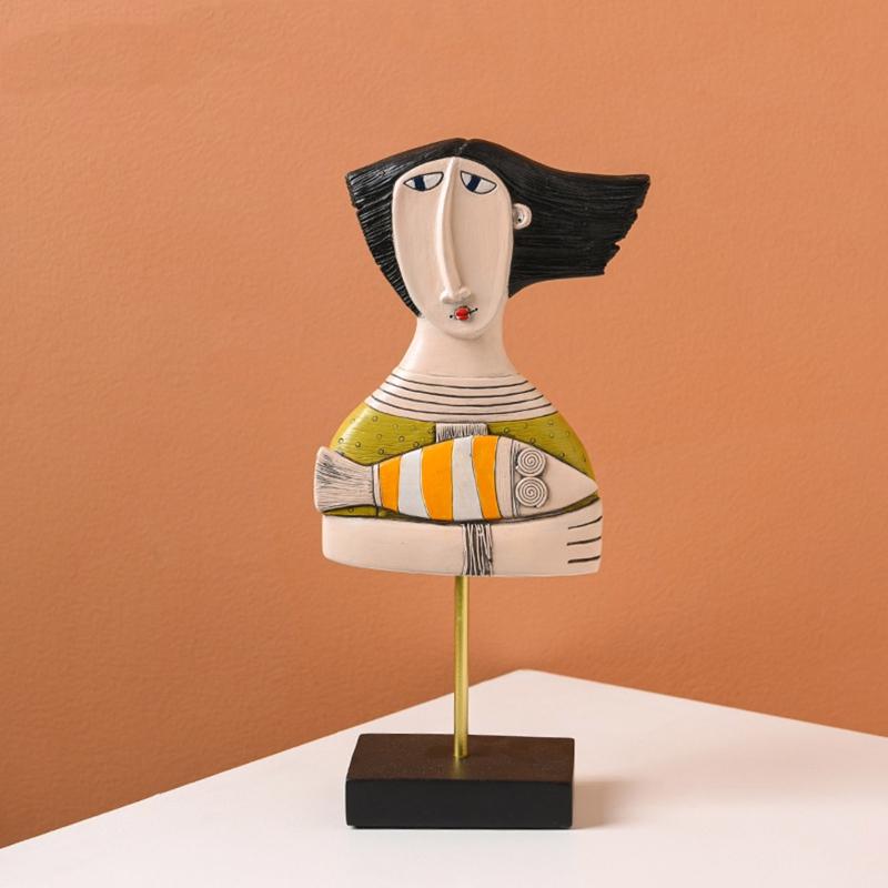 Simple for Creative Women Face Art Statue Lady Sculpture Abstract Characters Crafts Ornaments Home Office Bedroom Craft