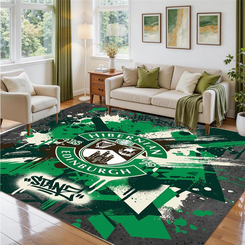 Hibernian FC Design Crystal Velvet Rug Soft Decorative Mat for Bedroom Entrance