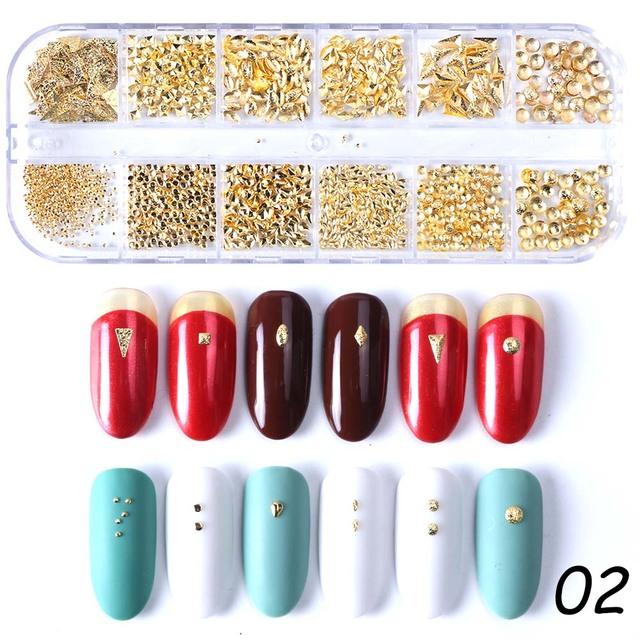 Gold Nail Art Alloy Studs Seaside 3D Decorations Sea Shell Star Feathers Charm Metal Frame Rivets Nail Sequin