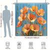 1pc Vibrant Orange Poppies Shower Curtain - Full Bloom, Bright Blue Sky, Polyester, 70.8x70.8In, 12 Hooks, Washable