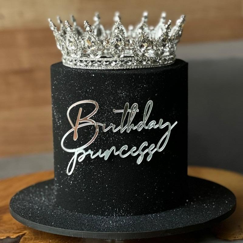 Gold Silber Acryl Kuchenaufsätze Dekorationen Happy Birthday Königin Prinzessin für Mädchen Geburtstagsparty Dessert Buchstaben Dekoration