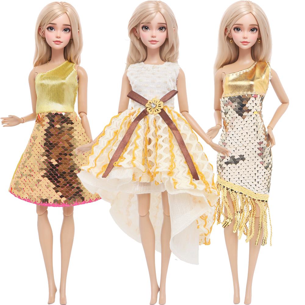 

3 шт./компл. Модная одежда и аксессуары для куклы 30 см 11,5 Кукла принцесса Девочка Блестящее розовое белое фиолетовое платье Наряд Детская игрушка Подарок