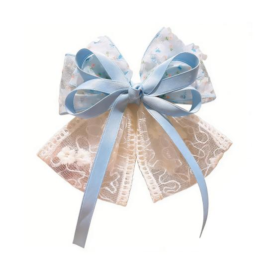 Hairpin Soft Embroidery Lace Splicing Ribbon Bowknot Decor Girl Hair Pin Gentle Hairstyles Side Hair Clips Hair Accessory