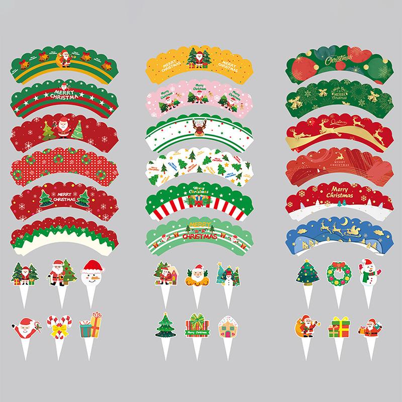 

6шт маленькие декоративные бумажные этикетки рождественские бумажные обертки для кексов упаковка для рождественских кексов