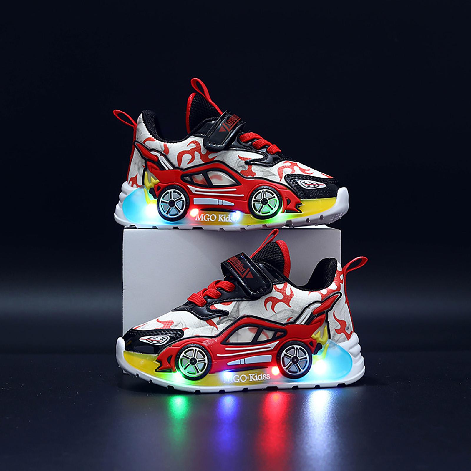 

Fashion Cartoon Lovely Baby Boys Shoes Casual Glowing LED Light Up Colorful Lighted Kids Shoes Cute Children Sneakers Tennis 12-18 Months красный