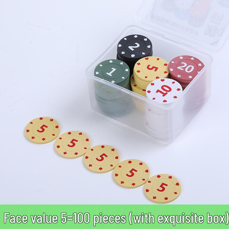 Boxed 100 Plastic Chips for Card Games: Baccarat, Mahjong, Poker