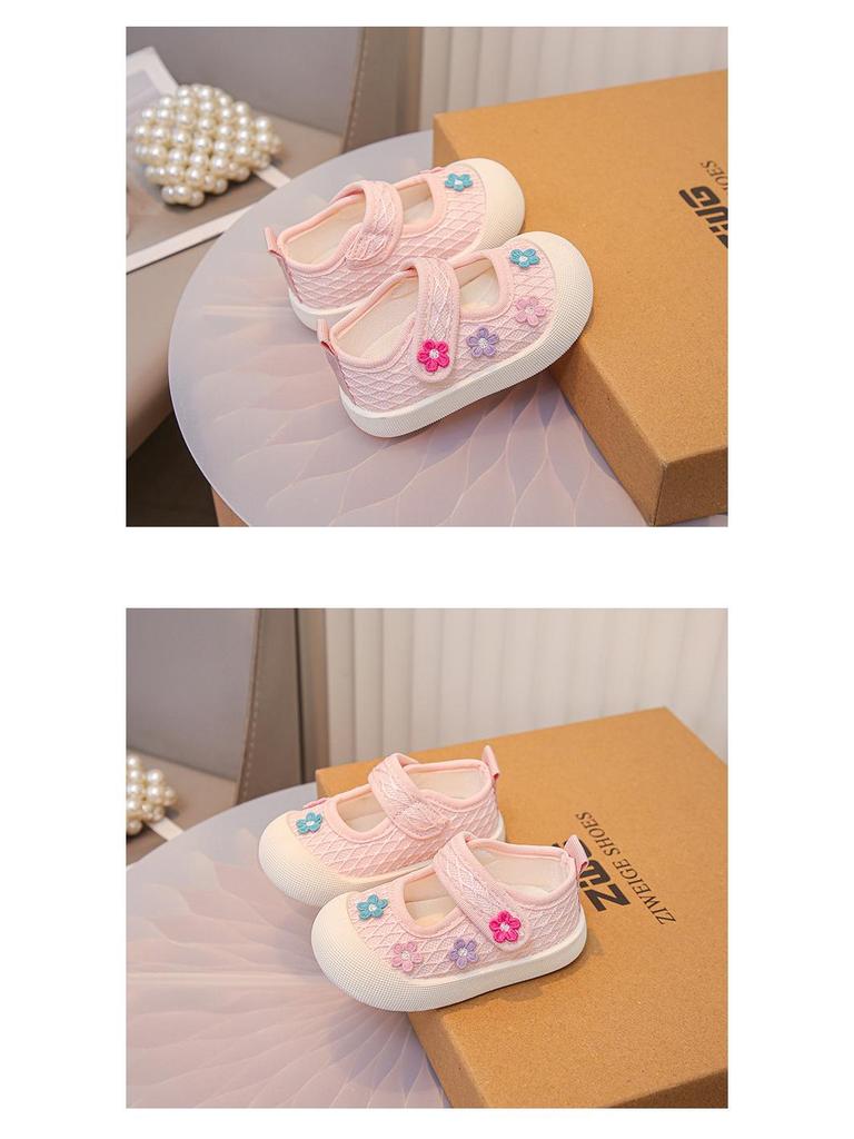 Toddler Girl Casual Canvas Shoes with Cute Flowers - Spring/Autumn 2026