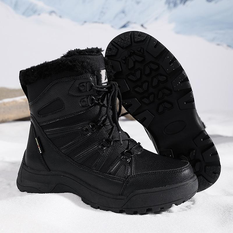 Winter snow boots women's shoes plush warm cotton shoes wear-resistant windproof sports outdoor high-top women's boots large size shoes