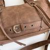 Suede Tote Bag Women's Fashion Shoulder Bag with Lace Up Detail and Adjustable Crossbody Strap