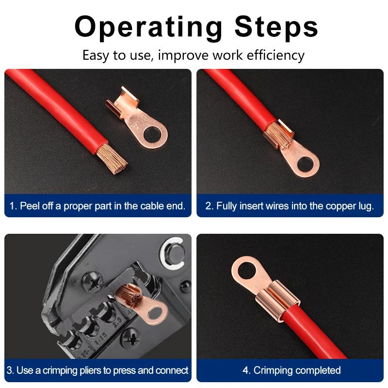 10/50pcs OT Terminal OT3A-OT300A Bare Copper Cable Lug Ring Crimp Connector Non-Insulated for Battery Electrical Wire