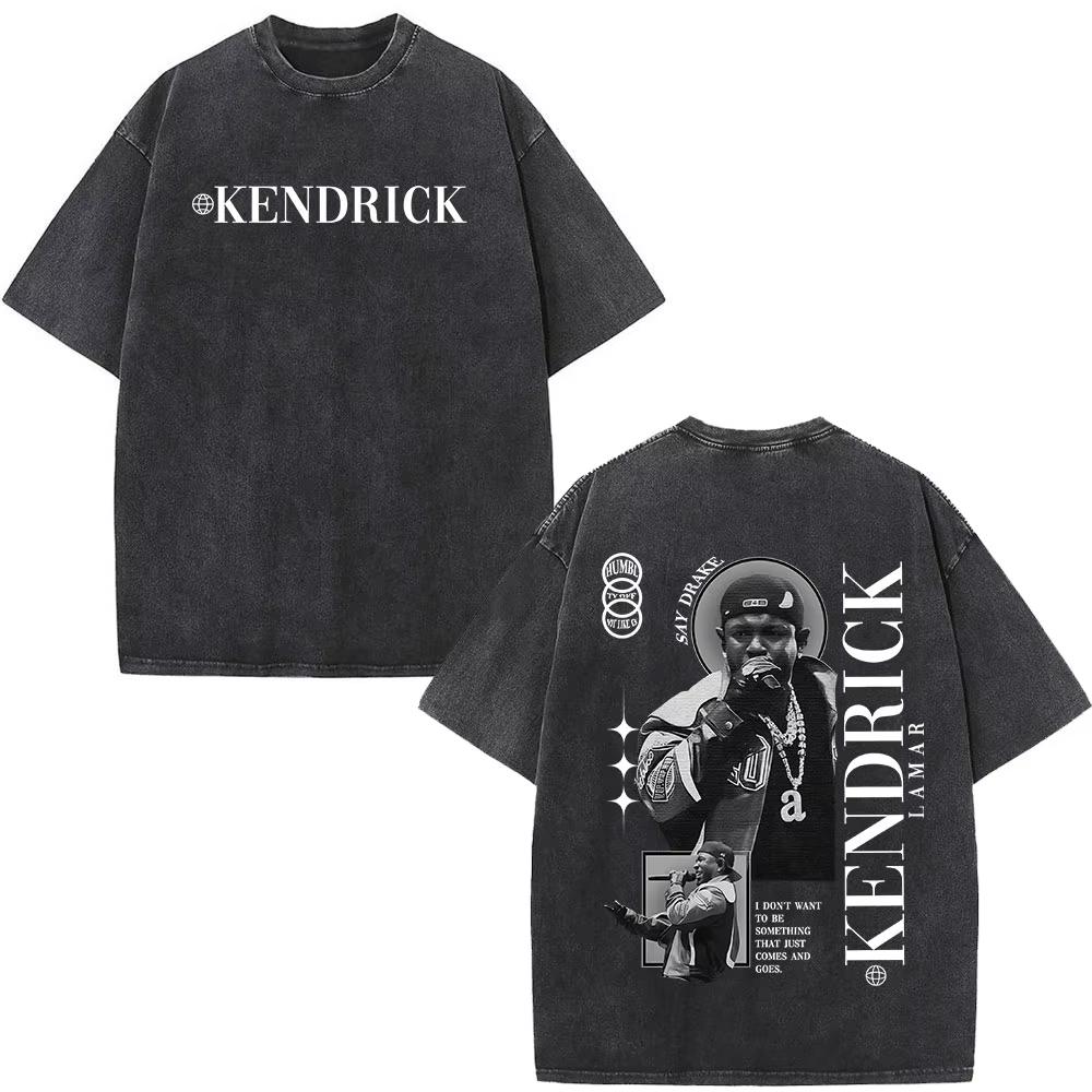 Rapper Kendrick Lamar DAMN Washed Tshirt Mens Women Clothing Fashion Vintage Casual Oversized Short Sleeve T Shirts Streetwear