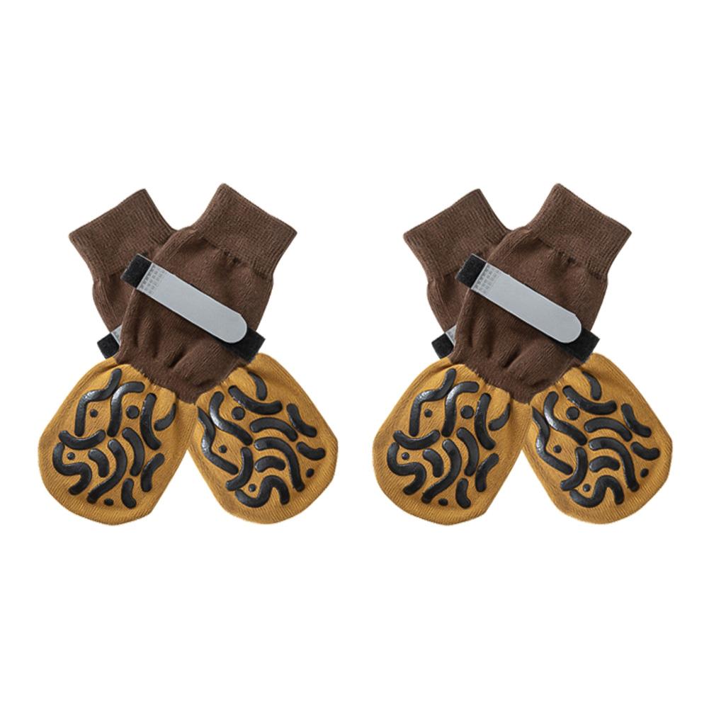 4 Stück/Set Rutschfest Pfotenschutz Hundesocken Schwarz Braun Anti-Haaren Atmungsaktiv Rutschfeste Socken Für 5-30kg Mittelgroße Große Hunde