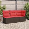 vidaXL Garden Sofa Red Rattan with Polyester Cushions Compact 366238