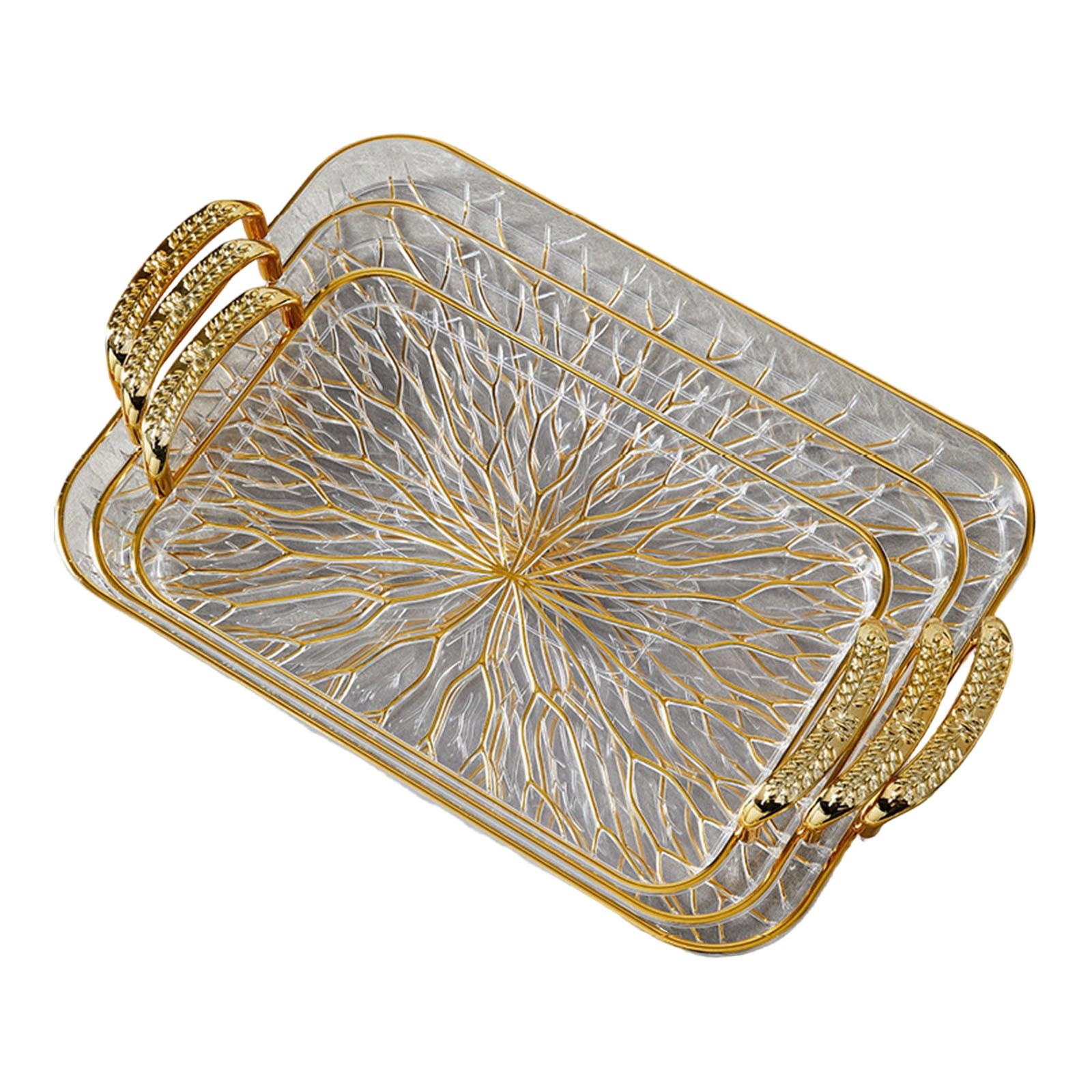 

3x Serving Tray with Handle Bathroom Vanity Organizer Jewelry Storage Rectangle Serving Platters for Guest Room Entertaining