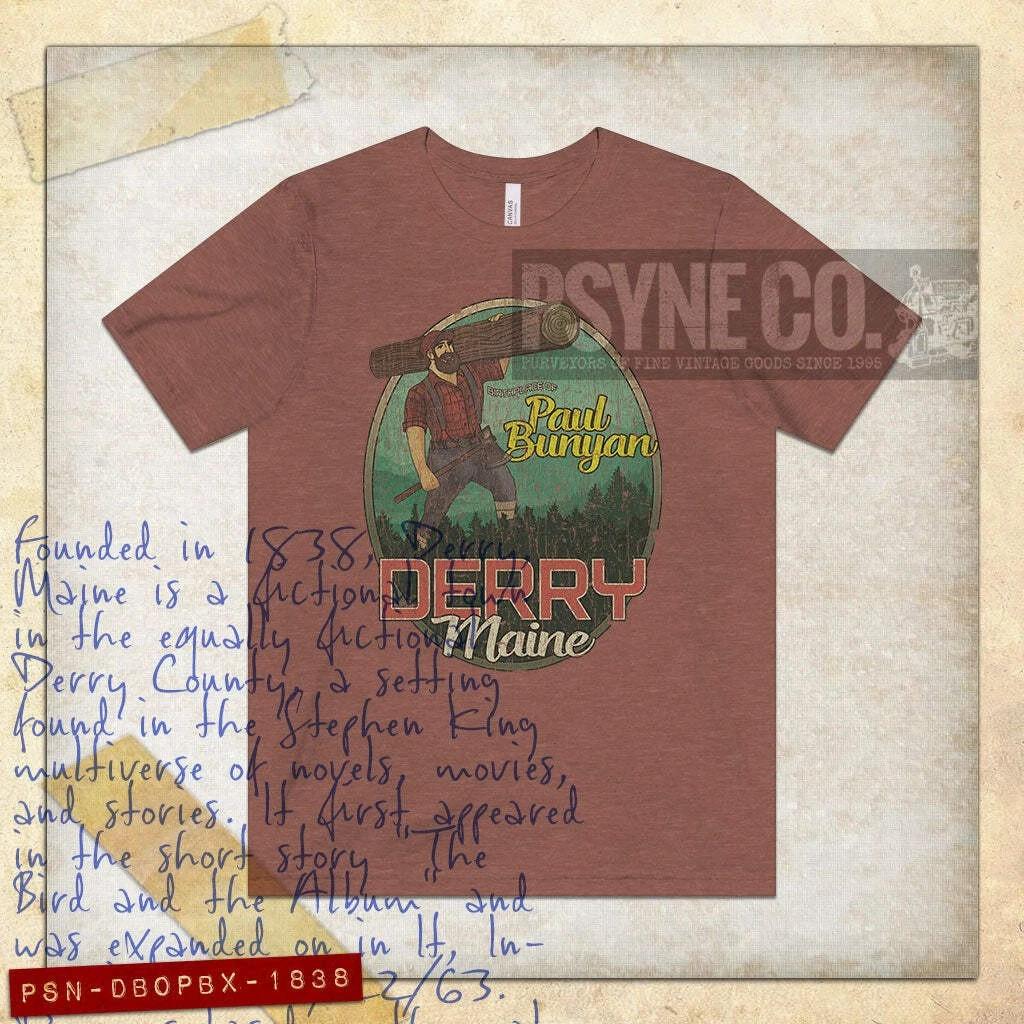 Derry, Maine Birthplace of Paul Bunyan 1838 Vintage Men s T shirt XL