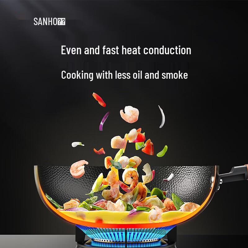 Sanhe 30cm Rust-Resistant Hammered Iron Wok