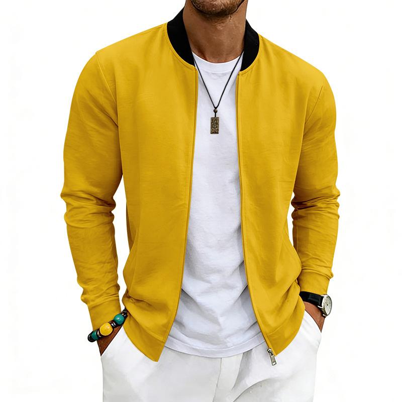 Men's Spring-autumn Lightweight Retro Simple Flight Stand-up Collar Jacket Baseball Shirt Jacket Cardigan