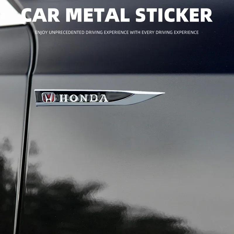 2pcs Auto Door Fender Side Blade Badge Car Body Anti Scratch Metal Sticker for Honda Accord CRV XRV Civic FIT Auto Accessories JS1