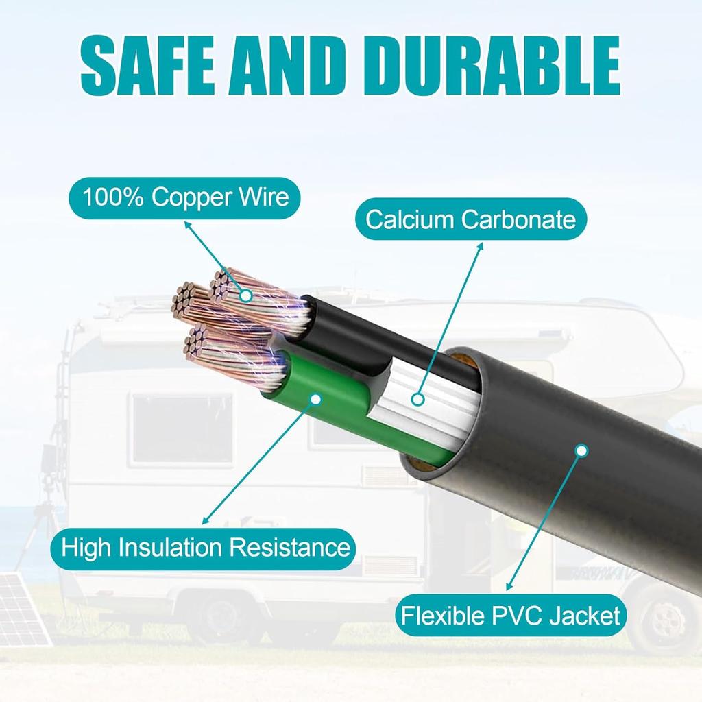 Heavy Duty 15A Male To 30A RV Power Adapter – Twist Lock L5-30R To 5-15P Converter 12" Dogbone Cord for Campers Trailers 125V Durable Safe