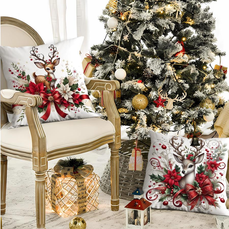 Christmas Themed Pillowcase, Christmas Elk Print Pillowcase, High-looking Car Pillowcase