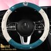 All-Season Suede Steering Wheel Cover with Rhinestones and Crown for Cars, Trucks & SUVs