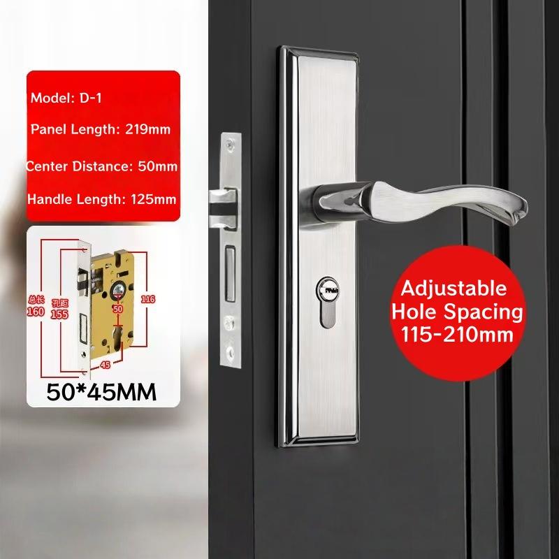 Modern Door Lever Handle With Lock, Keyed Entry, for Interior Doors, Polished Stainless Steel Finish Privacy Door Knob Lock Set